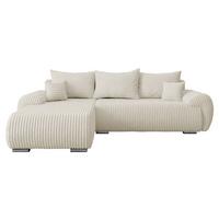 ECKSOFA Ubo L Cord, Seite: Links - Silberfarben/Creme, Holz/Kunststoff (282/187cm) - MIRJAN24