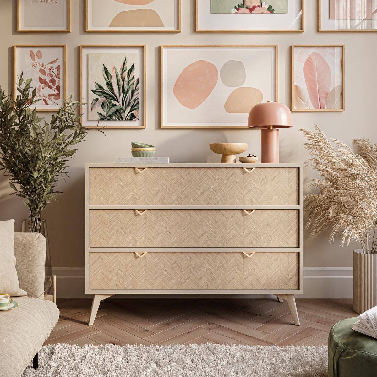 KOMMODE ALOE KSZ106 mit Schubladen Sandbeige - Beige, Holzwerkstoff (106/80/36cm) - Lookway