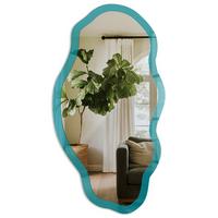 SPIEGEL 90x45 cm asymmetrisch mit Druck - Kühles Türkis - Transparent, Glas (45/90/0.4cm) - TULUP