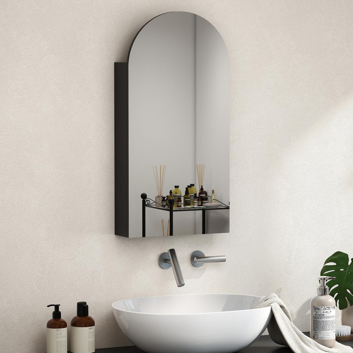 HÄNGENDER Badschrank mit Regalen - Schwarz/Weiß, Glas/Holzwerkstoff (12/80/40cm) - HOMCOM