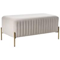 POLSTERBANK Samtstoff Beige Utah - Goldfarben/Weiß, Textil/Metall (91/43/47cm) - Beliani