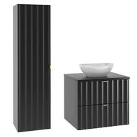 BADMÖBEL 60.6cm Lexa 2er-Set Schwarz - Schwarz, Holzwerkstoff (60.6/52.2/46.5cm) - Petits-meubles