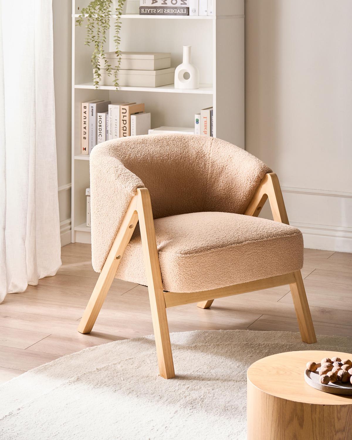 SESSEL Beige Skei - Beige/Braun, Textil (67/69/66cm) - Beliani