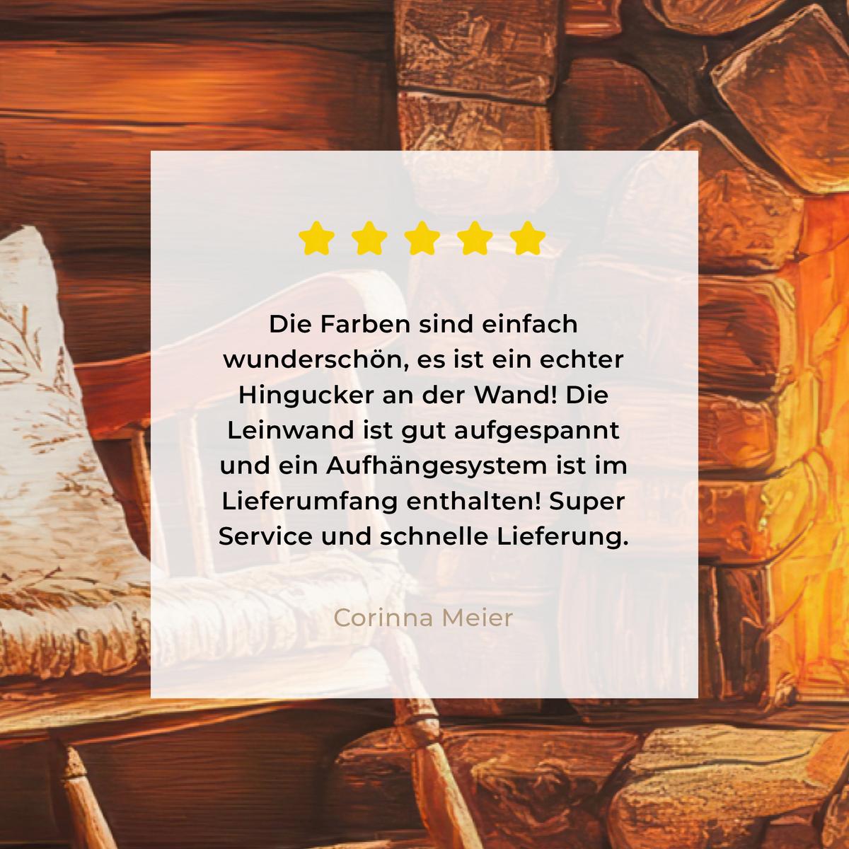 LEINWANDBILD Winter - Weihnachten - Zuhause - Kamin Deko Schlafzimmer 30x20 cm - Bernsteinfarben, Textil (30/20cm) - MuchoWow