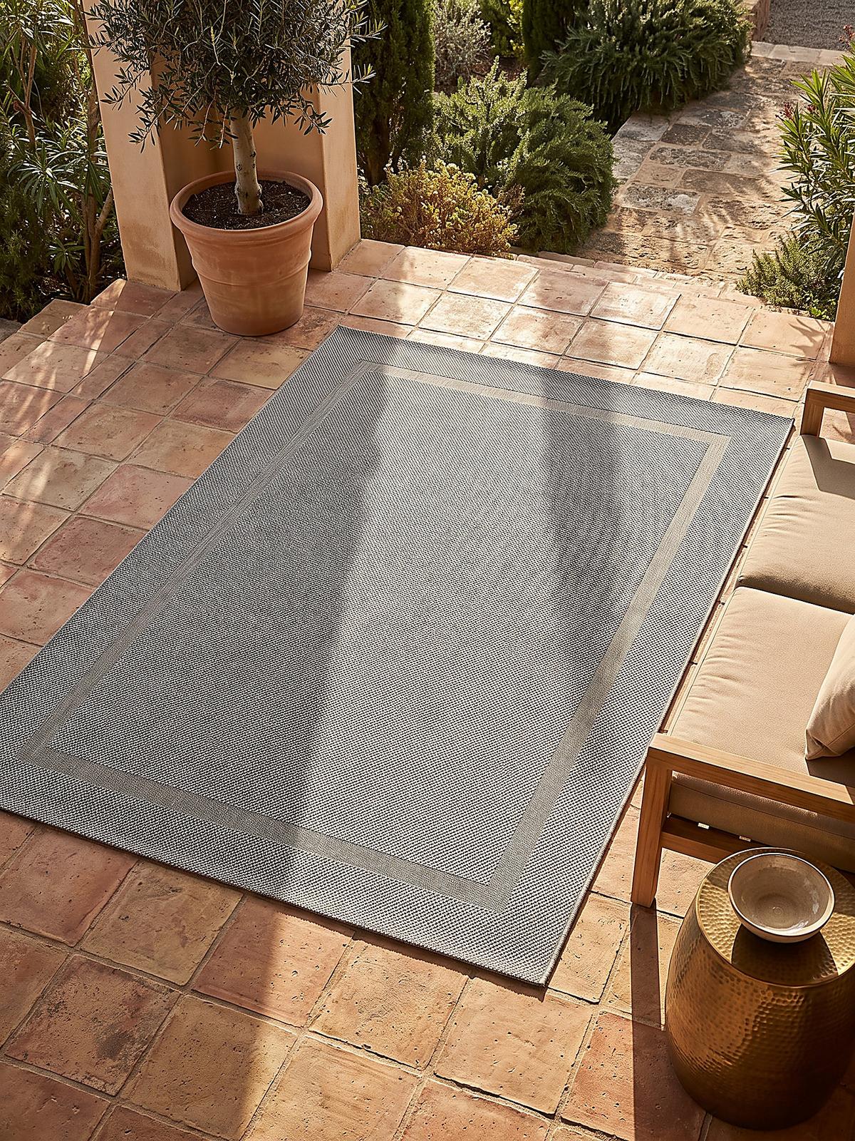 FLACHWEBTEPPICH Bordüre BORNO Polypropylen Grau 140 x 200 cm - Grau, Textil (140/200cm) - KADIMA DESIGN