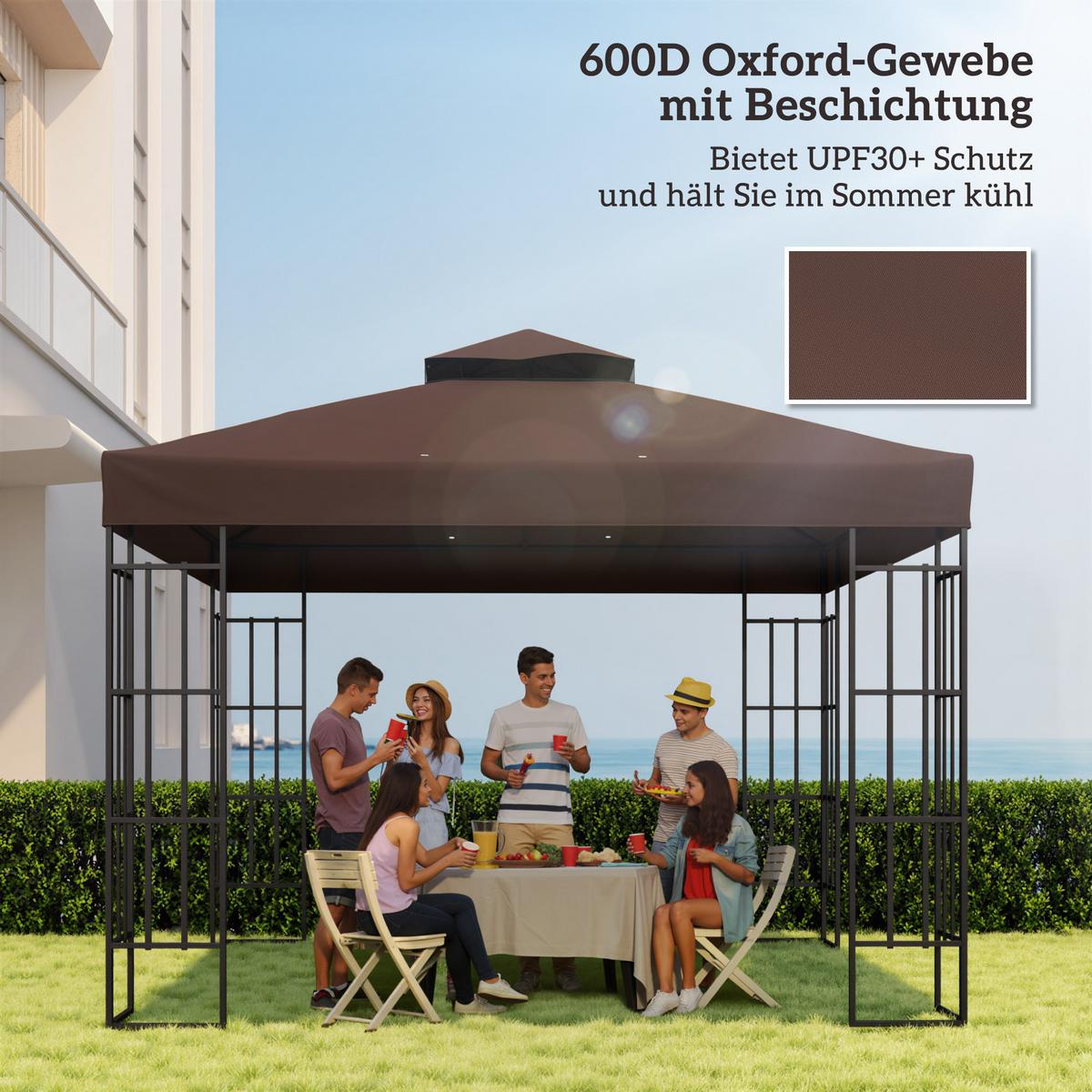 PAVILLON-ERSATZDACH aus Polyester Kaffee - Braun, Textil (300/1/300cm) - Outsunny