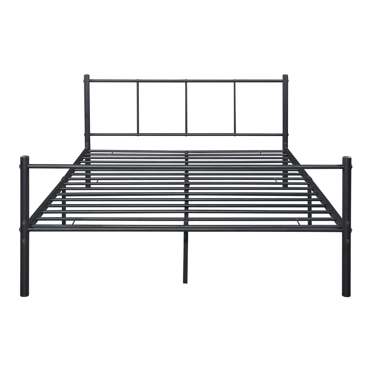 METALLBETT Laos mit Matratze - Schwarz, Textil/Metall (140/200cm) - [en.casa]