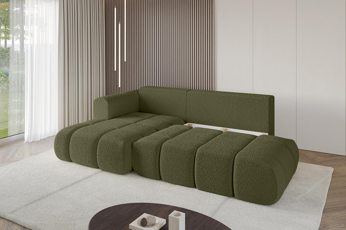 ECKSOFA Ottomane Links CLOUD-L-v1 280x185x90 Grün Bouclé - Grün, Holzwerkstoff/Kunststoff (180/289cm) - ALTDECOR