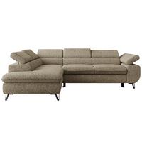 ECKSOFA PABLO L Dunkelbeige Struktur - Links Seite - Greige/Schwarz, Textil/Metall (208/273cm) - MKS