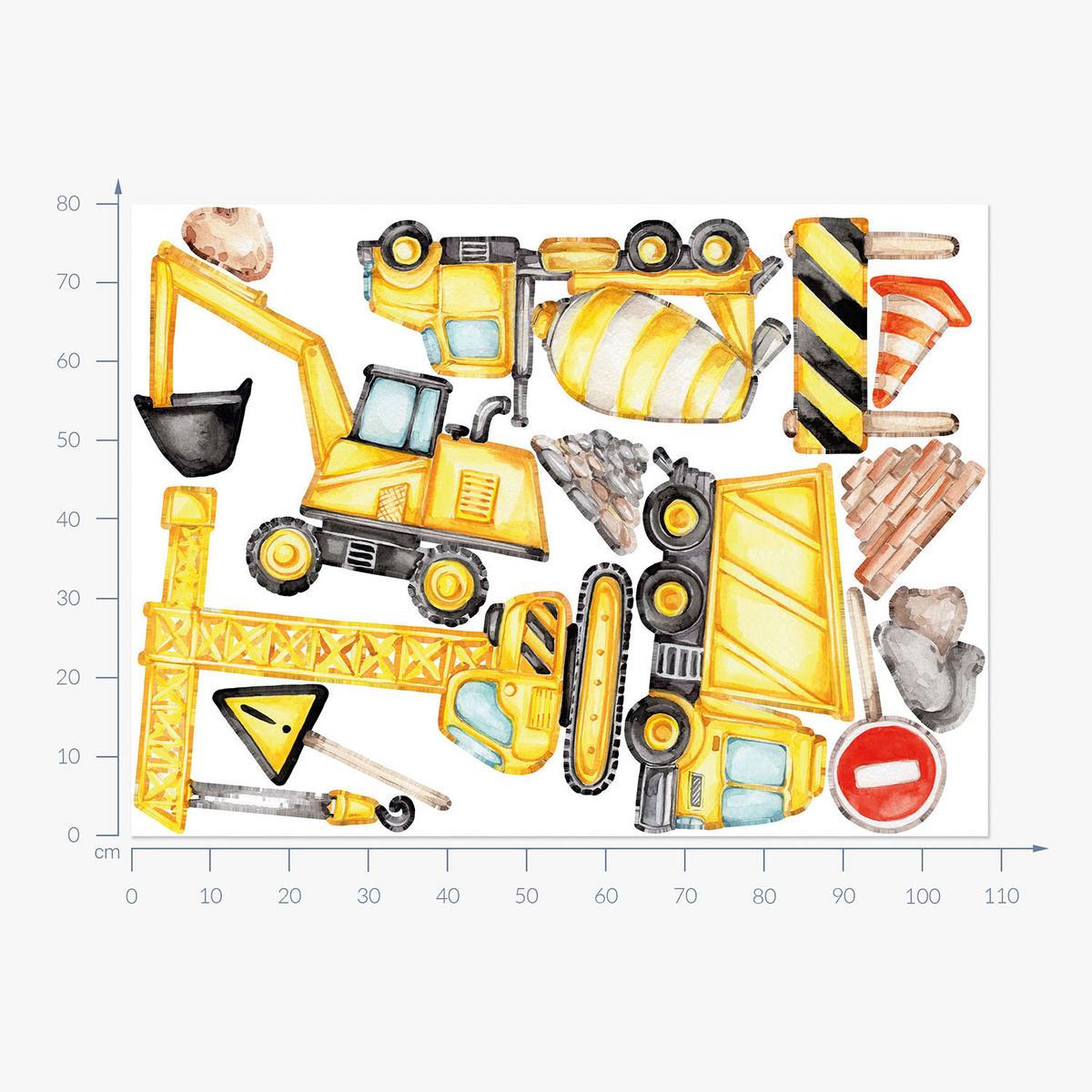 WANDAUFKLEBER 80x108cm - Arbeitsfahrzeuge und Maschinen - Multicolor, Kunststoff (80/108/0.1cm) - Wallfluent