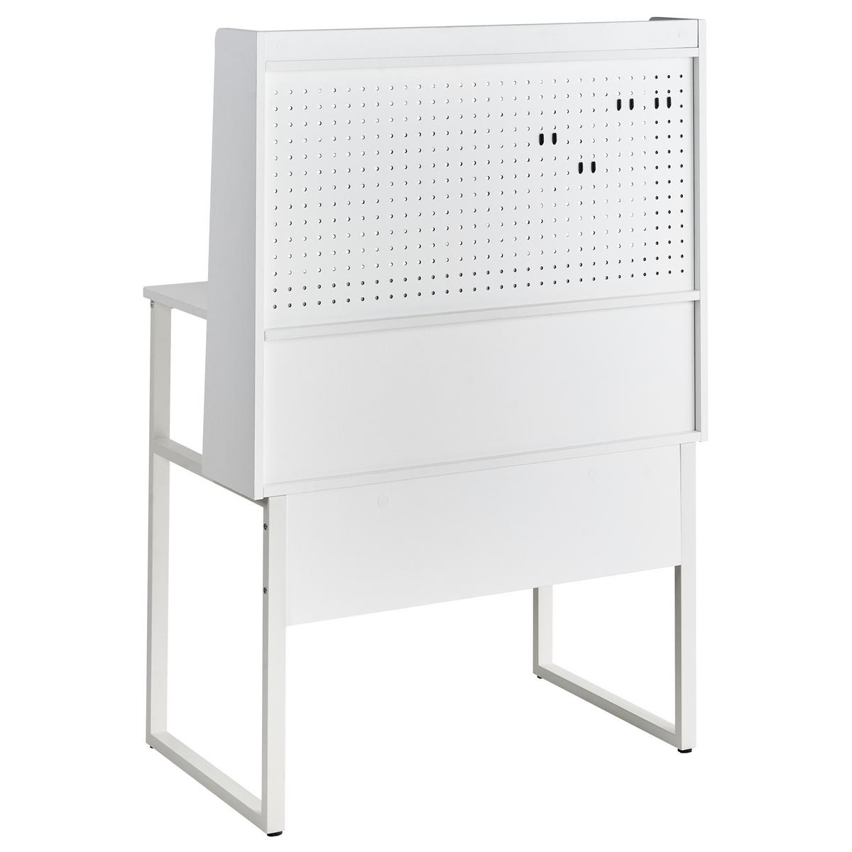 SCHREIBTISCH mit Lochplatte Weiß 84/48 cm Buxton - Weiß, Holzwerkstoff (48/84/121cm) - Beliani