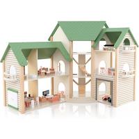 PUPPENHAUS 83cm Grün - Grün, Holz (87/83/37cm) - COSTWAY