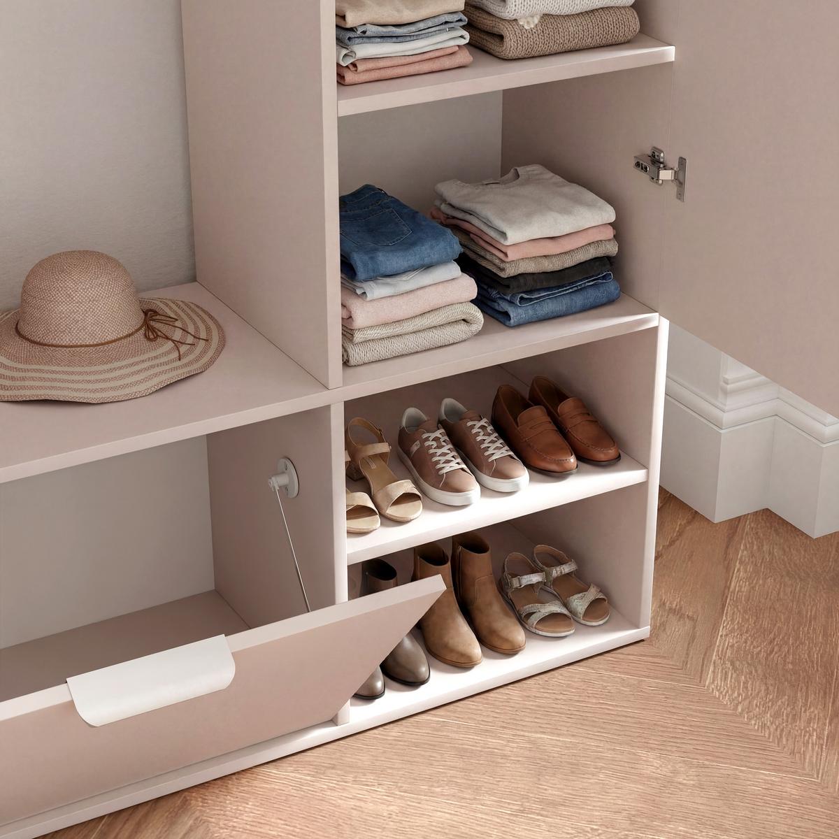 GARDEROBE mit Spiegel ELIOR - Beige, Holz (100/189.4/33cm) - Idohome