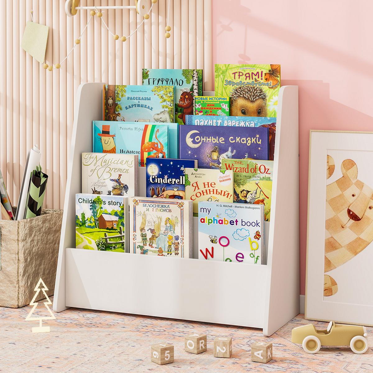 KINDERREGAL 4 Fächer weiß - Weiß, Holz (57.5/59/26.5cm) - COSTWAY