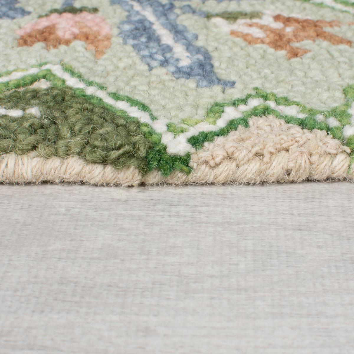 WOLLTEPPICH CHAR, floral, Grün, 60 x 230 cm - Grün, Textil (230/60cm) - KADIMA DESIGN