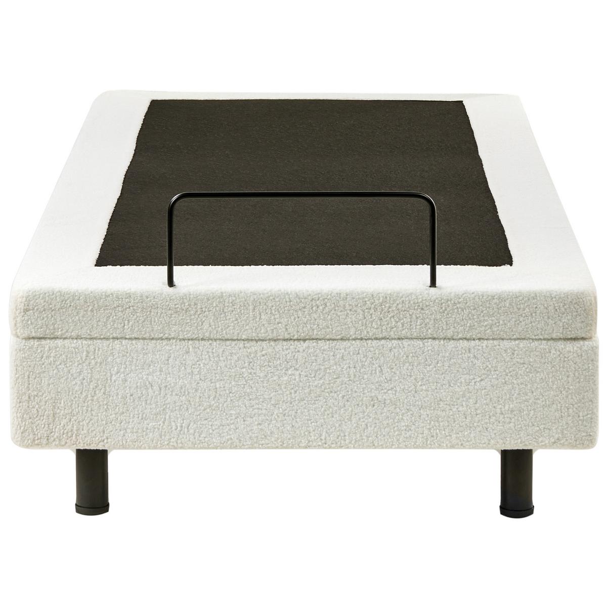 BETT verstellbar ohne Kopfteil Bouclé 90/200 cm Cremeweiß Duke - Creme, Textil (90/200cm) - Beliani