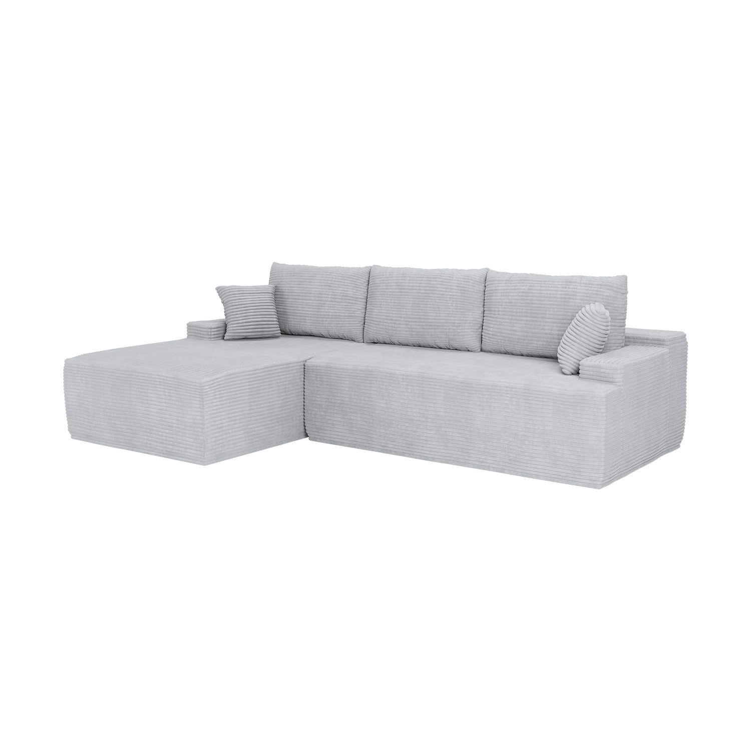 SOFA Coredo hellgrau Cord - Hellgrau, Textil (155/250cm) - Juskys