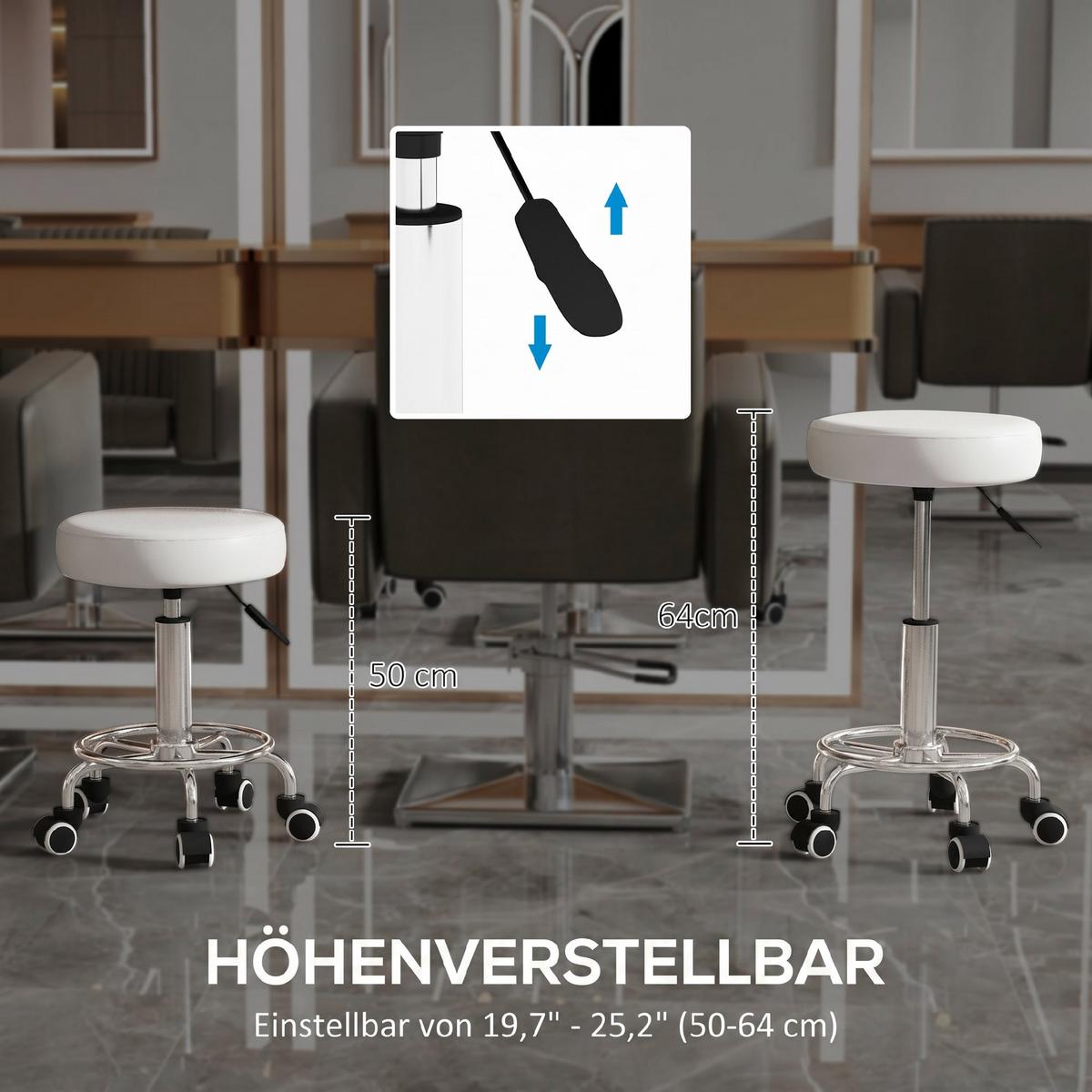 SALONSTUHL Kunstleder Schaumstoff Weiß - Chromfarben/Weiß, Kunststoff/Metall (42/64/42cm) - Vinsetto