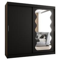 SCHIEBETÜRENSCHRANK mit Spiegel SPOTI 200/200/62 2-türig - Silberfarben/Schwarz, Holz (200/200/62cm) - MÖBEL KRYSPOL