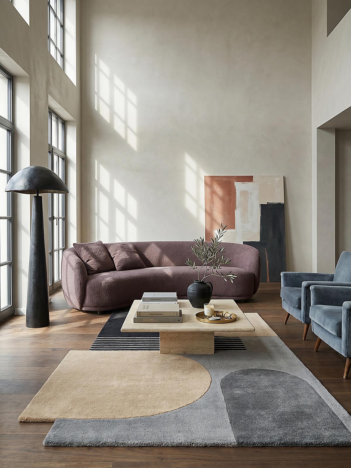 WOLLTEPPICH HALLEIN, abstrakt, aus Wolle, Grau, 120 x 180 cm - Grau, Textil (180/120cm) - KADIMA DESIGN