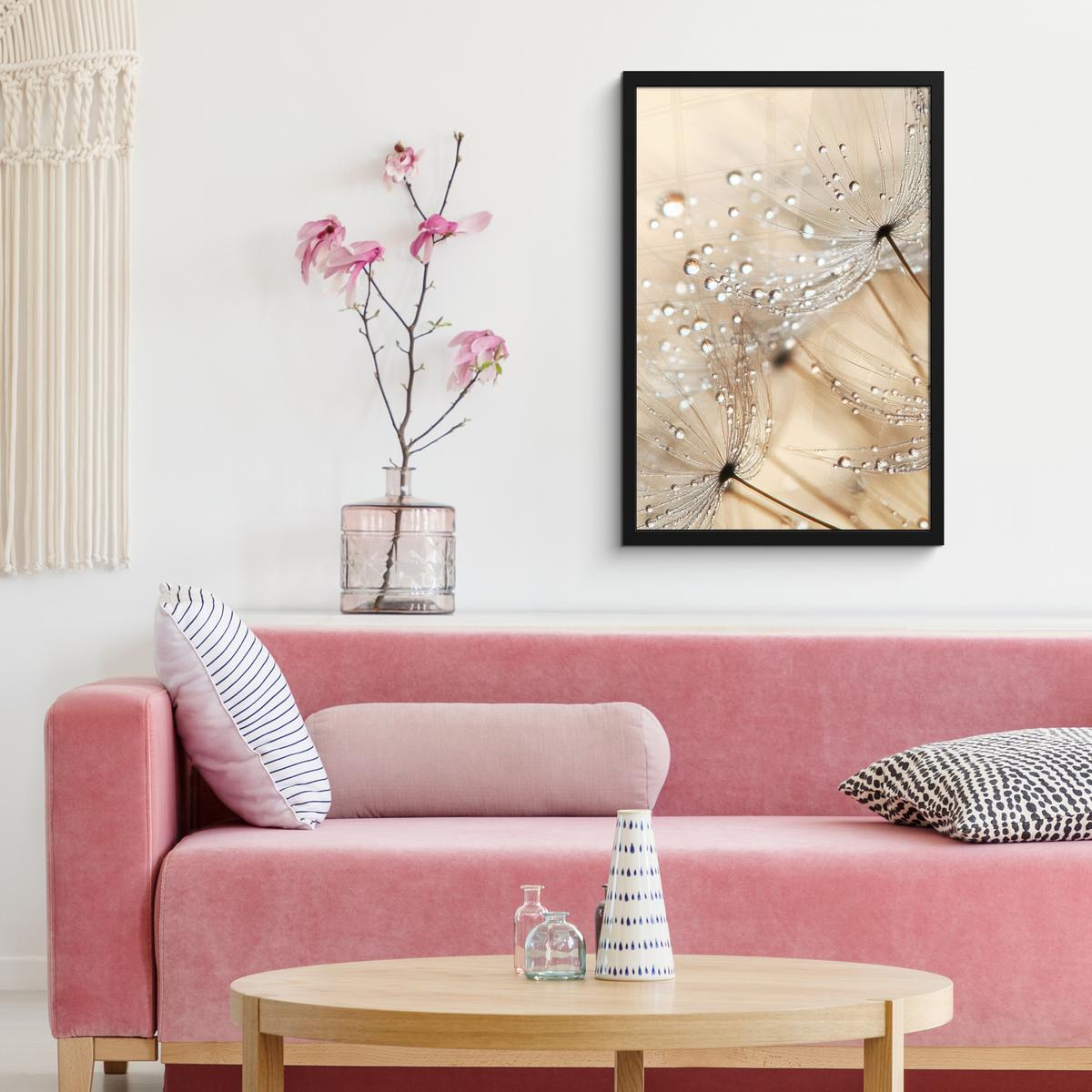 POSTER MIT RAHMENGERAHMTES BILD Löwenzahn - Abstrakt - Natur - Beige Bilder mit Rahmen 40x60 cm - Braun, Papier (40/60cm) - MuchoWow