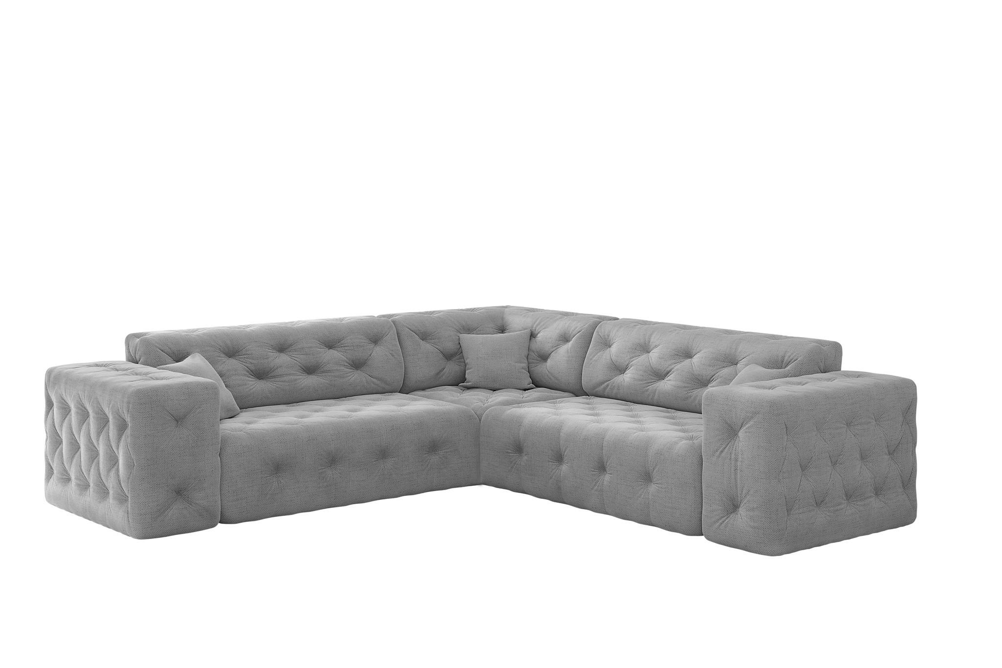 ECKSOFA Chantal In Moly - Hellgrau, Holzwerkstoff/Textil (246/246cm) - Fun Möbel