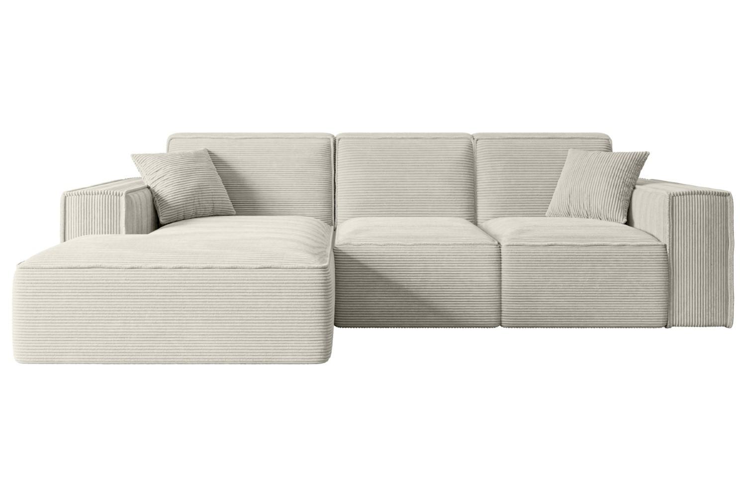 ECKSOFA Ottomane Links SERRA-L - 266x169x80 cm Creme Cord - Hellgrau/Creme, Holzwerkstoff/Kunststoff (165/266cm) - ALTDECOR