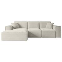 ECKSOFA Ottomane Links SERRA-L - 266x169x80 cm Creme Cord - Hellgrau/Creme, Holzwerkstoff/Kunststoff (165/266cm) - ALTDECOR