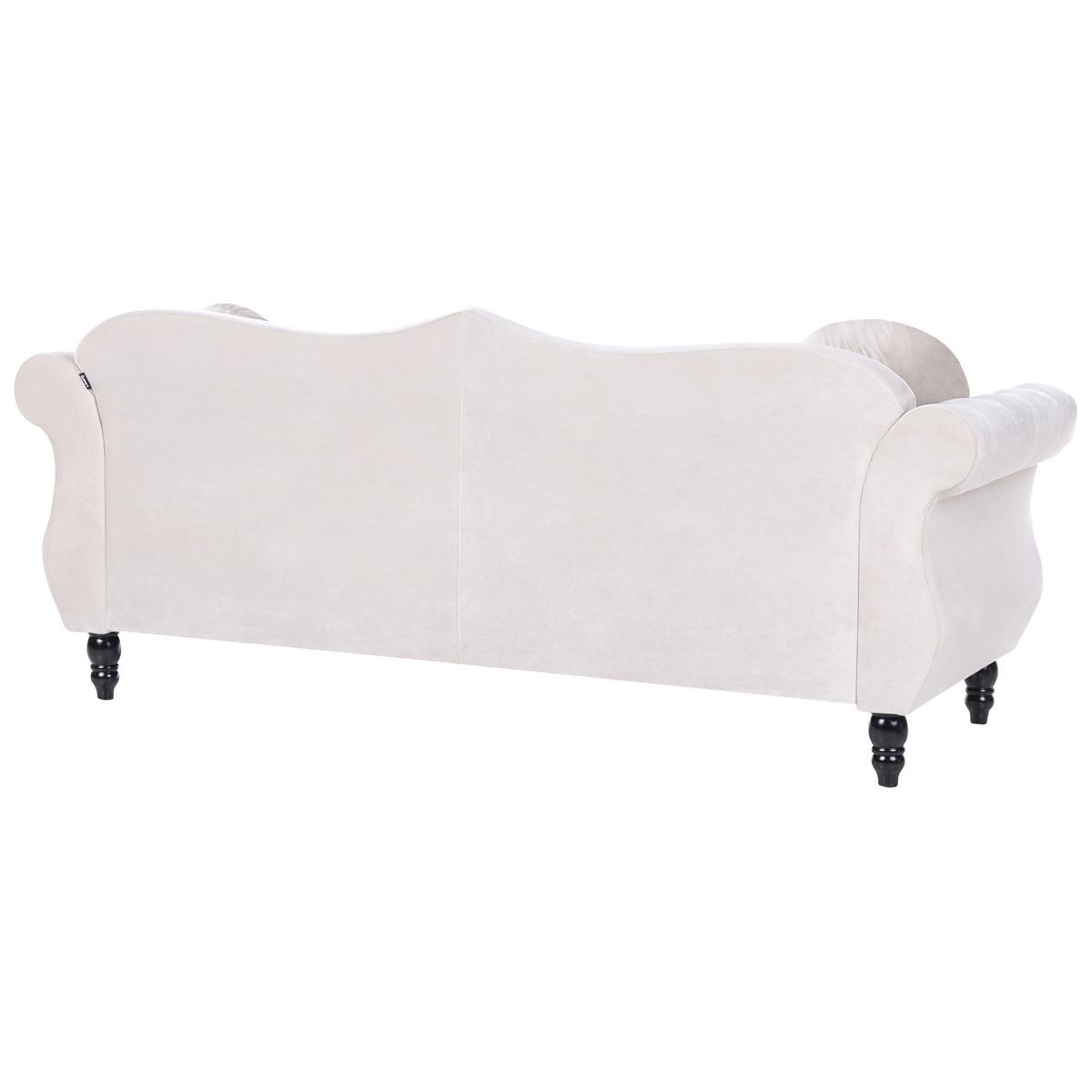 3-SITZER-SOFA Samtstoff Hellbeige Skien - Beige/Schwarz, Textil (204/86/78cm) - Beliani