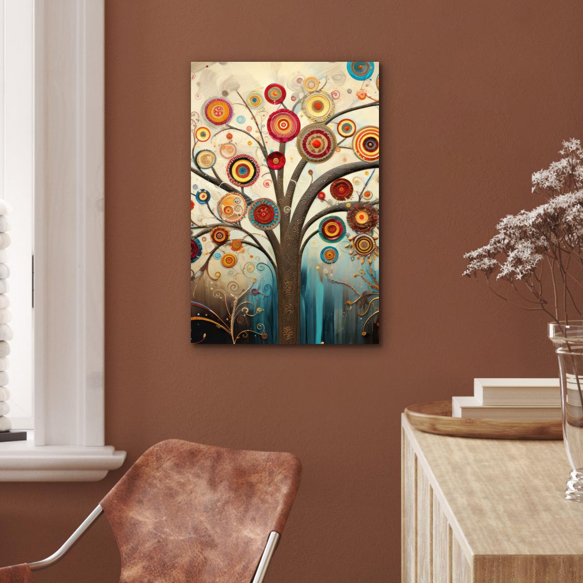 METALLBILD Baum - Baum des Lebens - Farbe Deko Schlafzimmer 40x60 cm - Braun, Metall (40/60cm) - MuchoWow