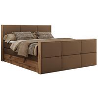BOXSPRINGBETT ALBERO 2 KING DUO 160/200 Braun Kunstleder - H4 - Braun, Holz/Textil (160/200cm) - MKS