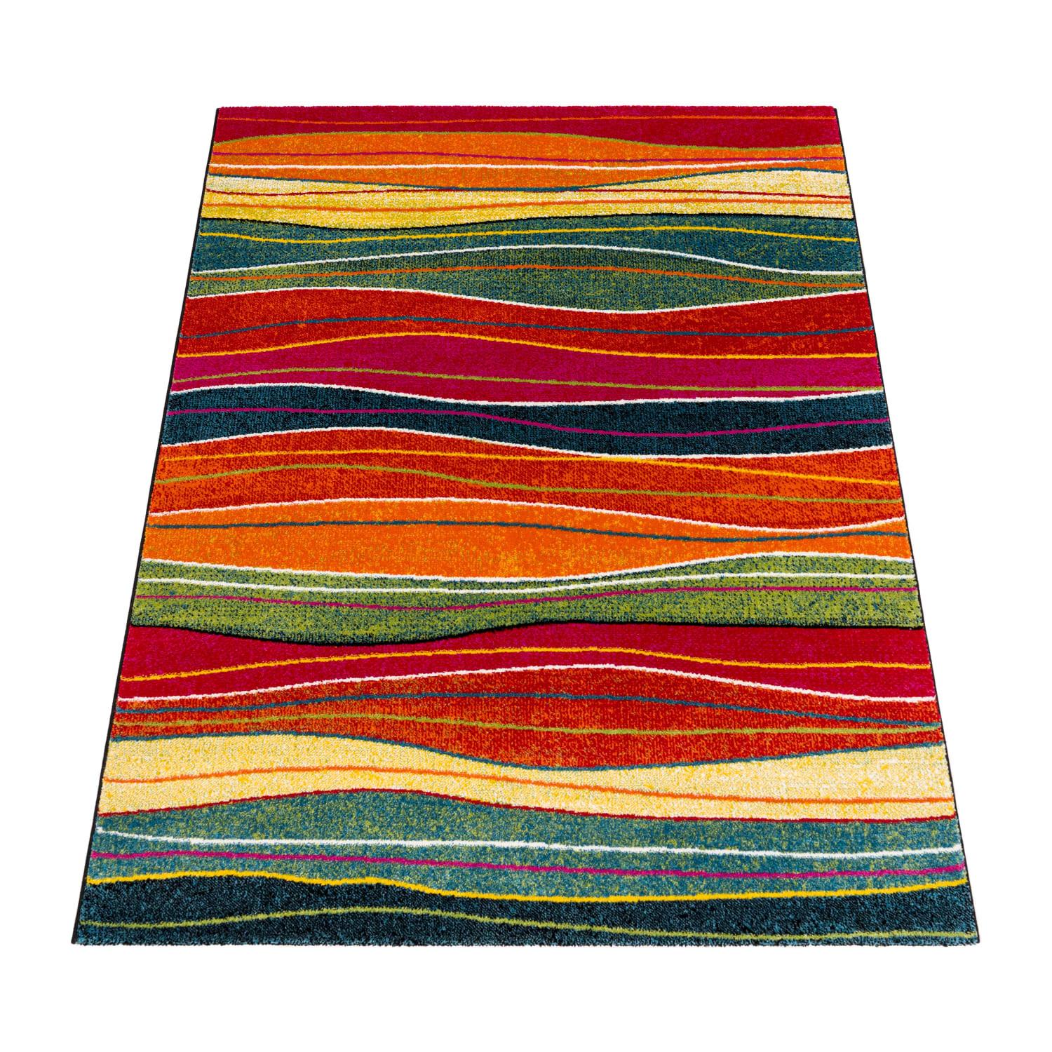 KURZFLORTEPPICH, mit Wellenmuster, aus Polypropylen, Mehrfarbig, 200 x 290 cm - Multicolor, Textil (290/200cm) - KADIMA DESIGN