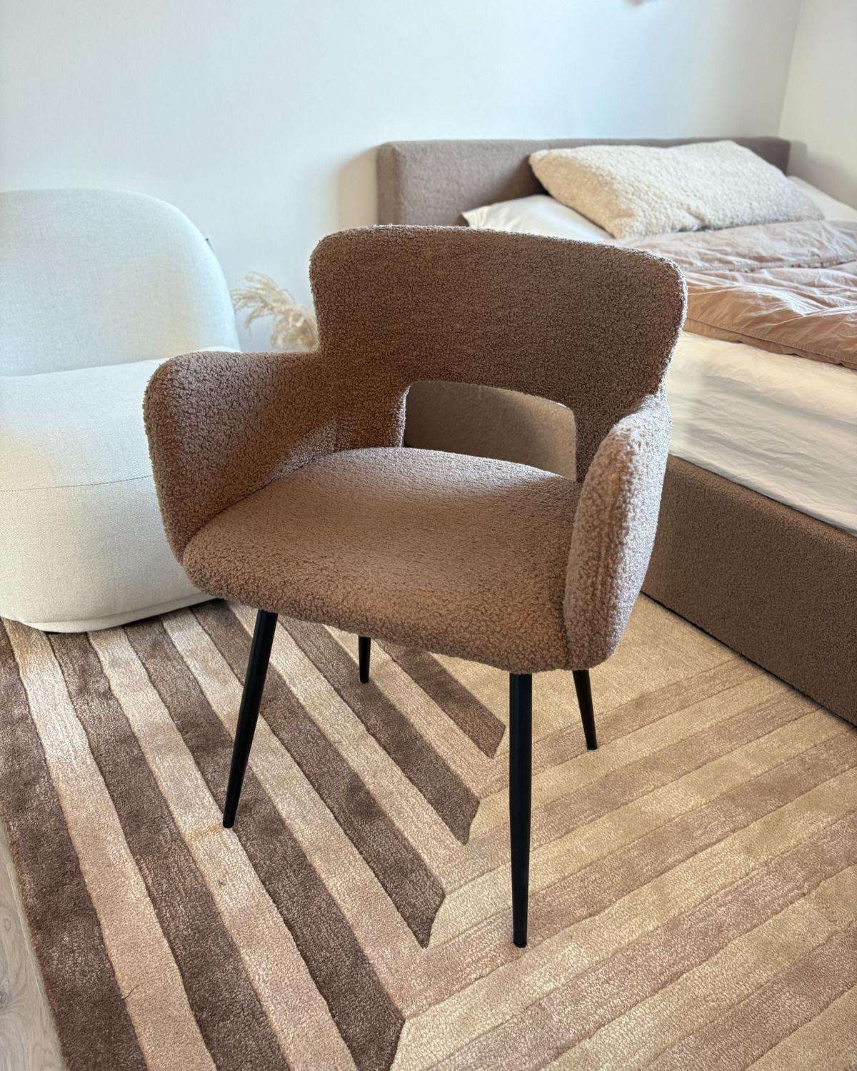 ESSZIMMERSTUHL 2er-Set Bouclé Braun Sanilac - Braun, Textil (54/76/50cm) - Beliani