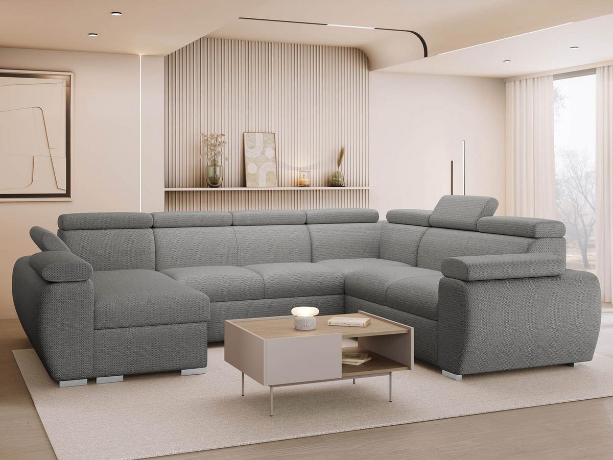 WOHNLANDSCHAFT Boston U, Seite: Links - LC+2P+R+2R - Chromfarben/Graphitfarben, Holz/Textil (325/98/260cm) - MIRJAN24