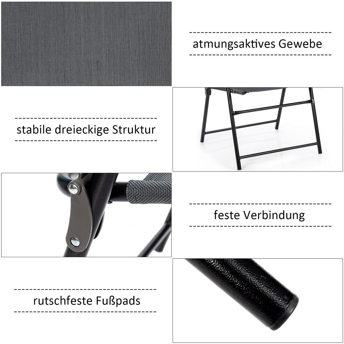 KLAPPSTÜHLE Grau (4-teilig) - Grau, Metall (63/92/59cm) - COSTWAY