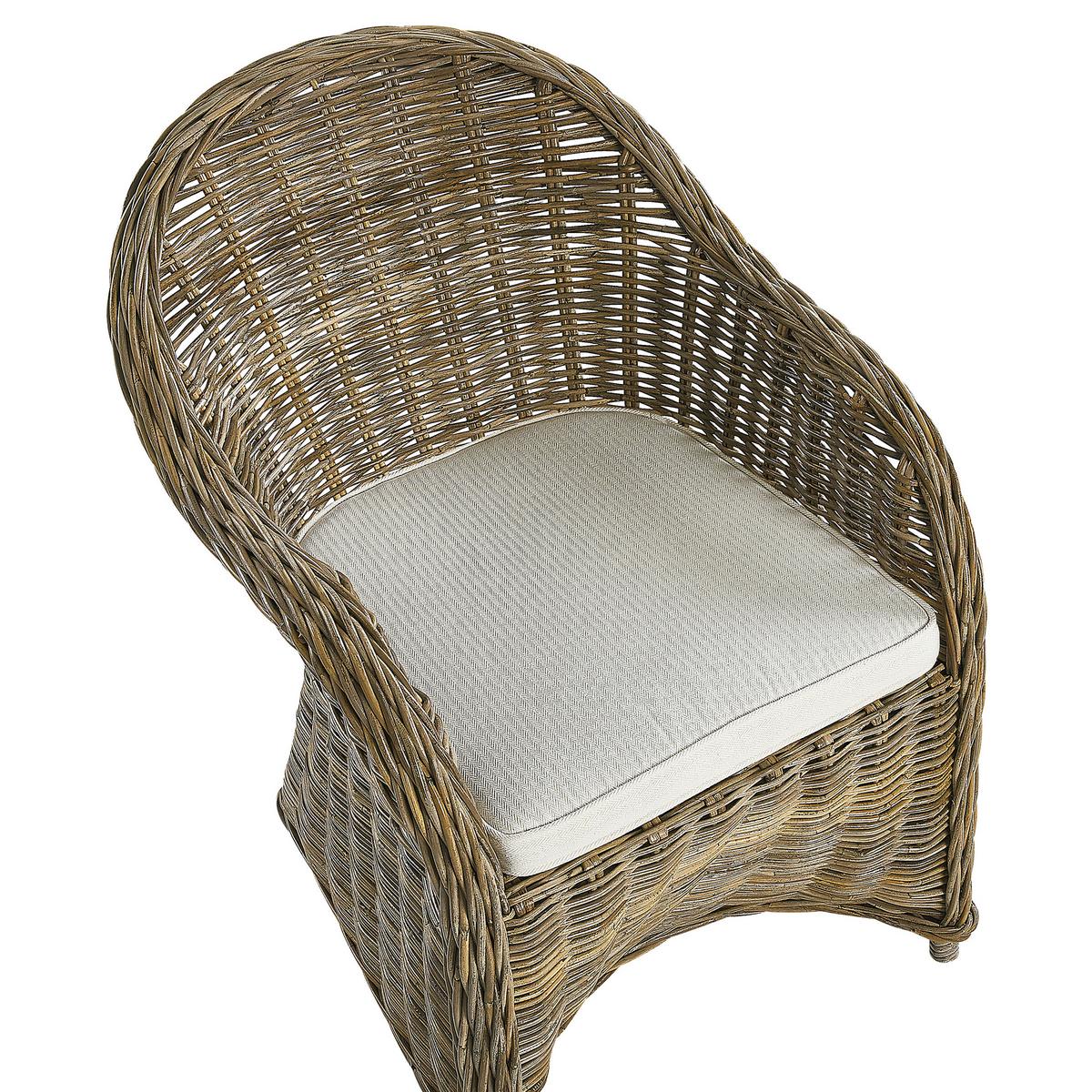 GARTENSESSEL Rattan natürlich Auflagen cremeweiß Susua - Beige/Naturfarben, Naturmaterialien (54/87/67cm) - Beliani