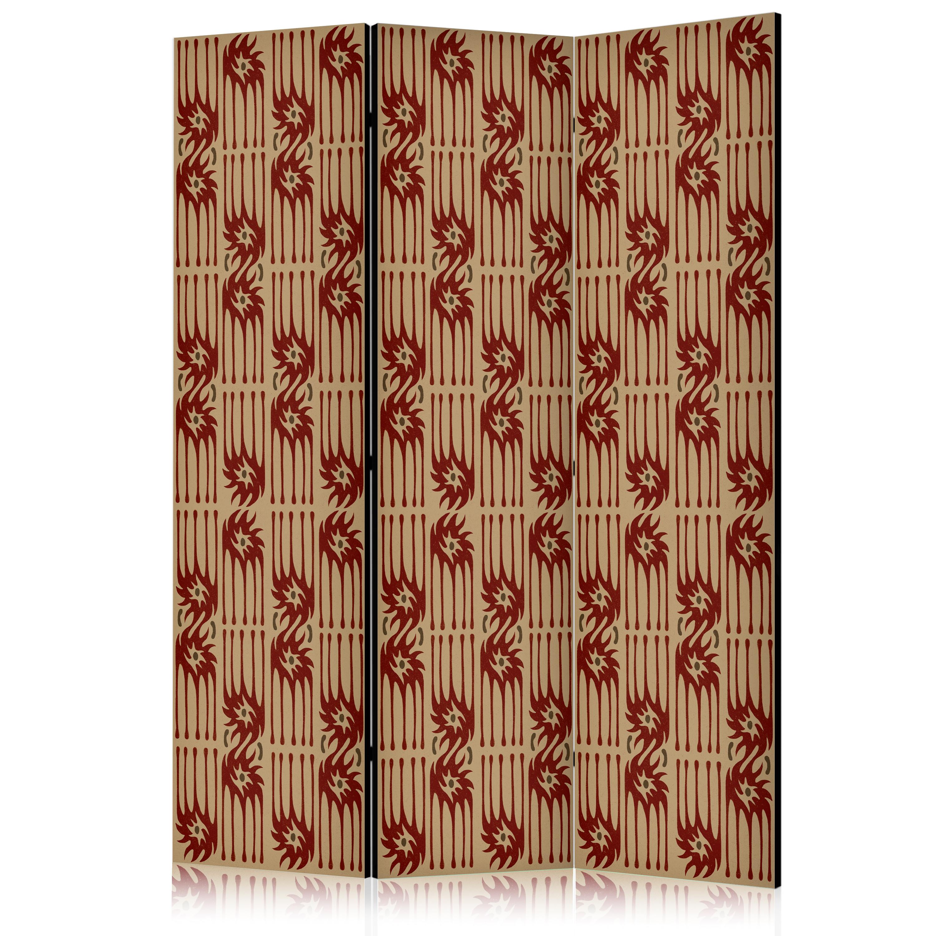 PARAVENT Beidseitig Bedruckter 3-tlg 135x172 cm Abstraktion Boho Stil - Beige, Holz/Textil (135/172/3cm) - Muralo