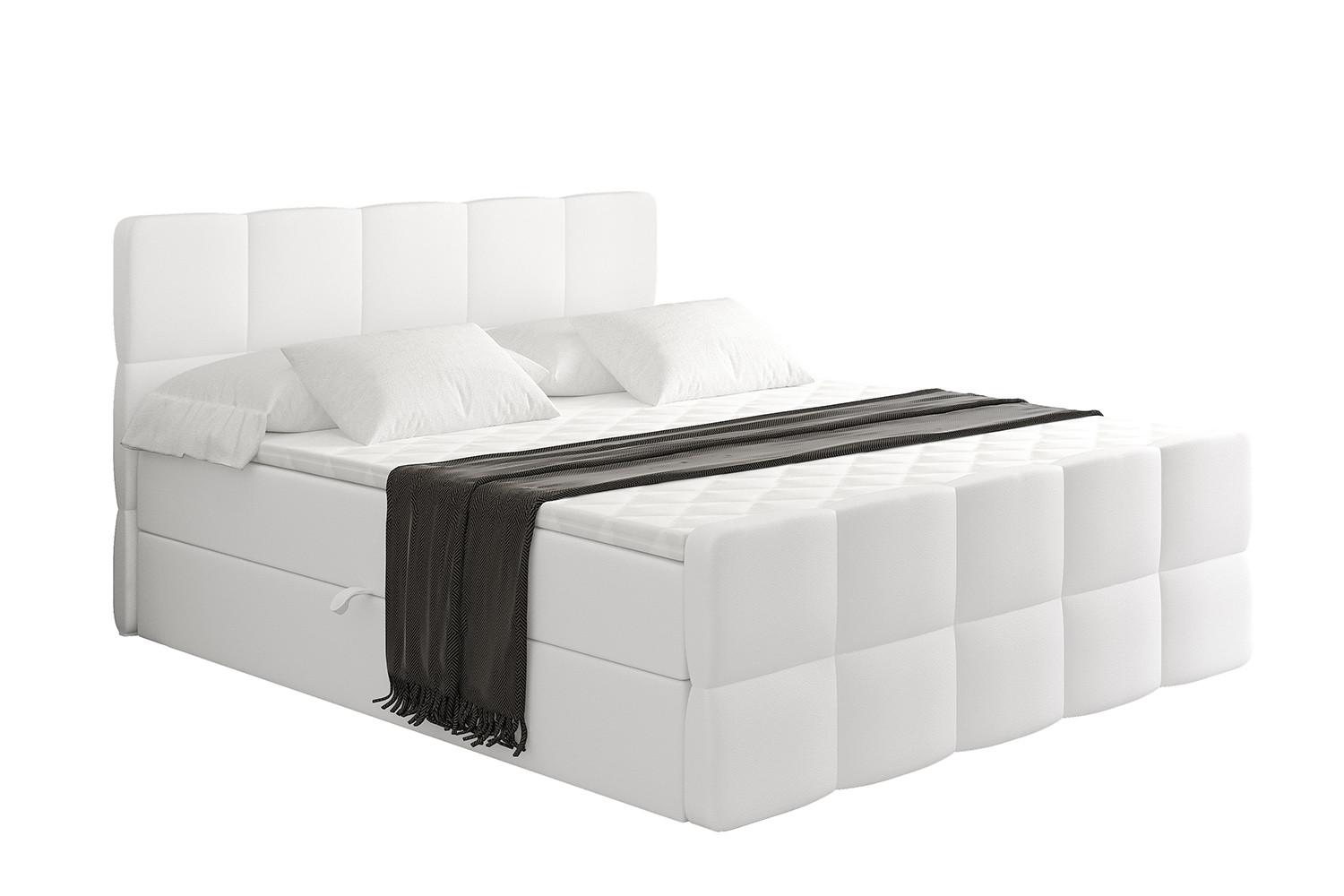 BOXBETT mit Matratze H4 und Lattenrost - LIRO-Z - 120x200 - Weiß Kunstleder - Weiß, Holzwerkstoff (120/200cm) - ALTDECOR