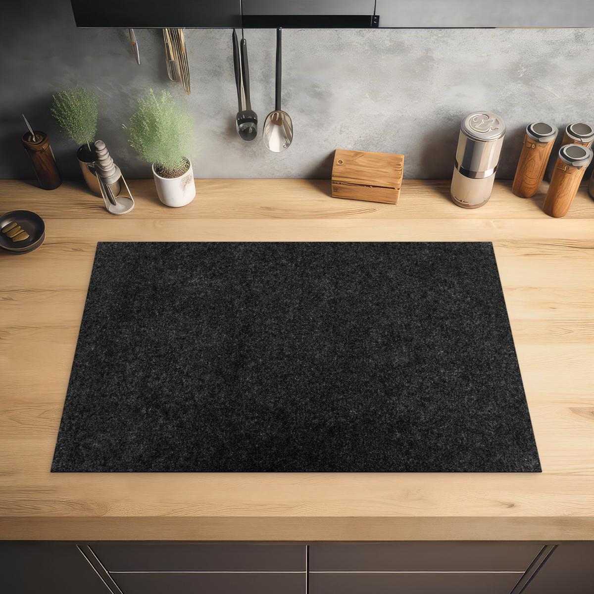 HERDABDECKPLATTE Granit - Schwarz - Granitstruktur - Dunkel Induktionsmatte 77x51 cm - Schwarz, Kunststoff (77/51/0.2cm) - MuchoWow