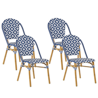 RATTANSTUHL 4er-Set blau/weiß Rifreddo - Blau/Beige, Kunststoff (46/88/55cm) - Beliani