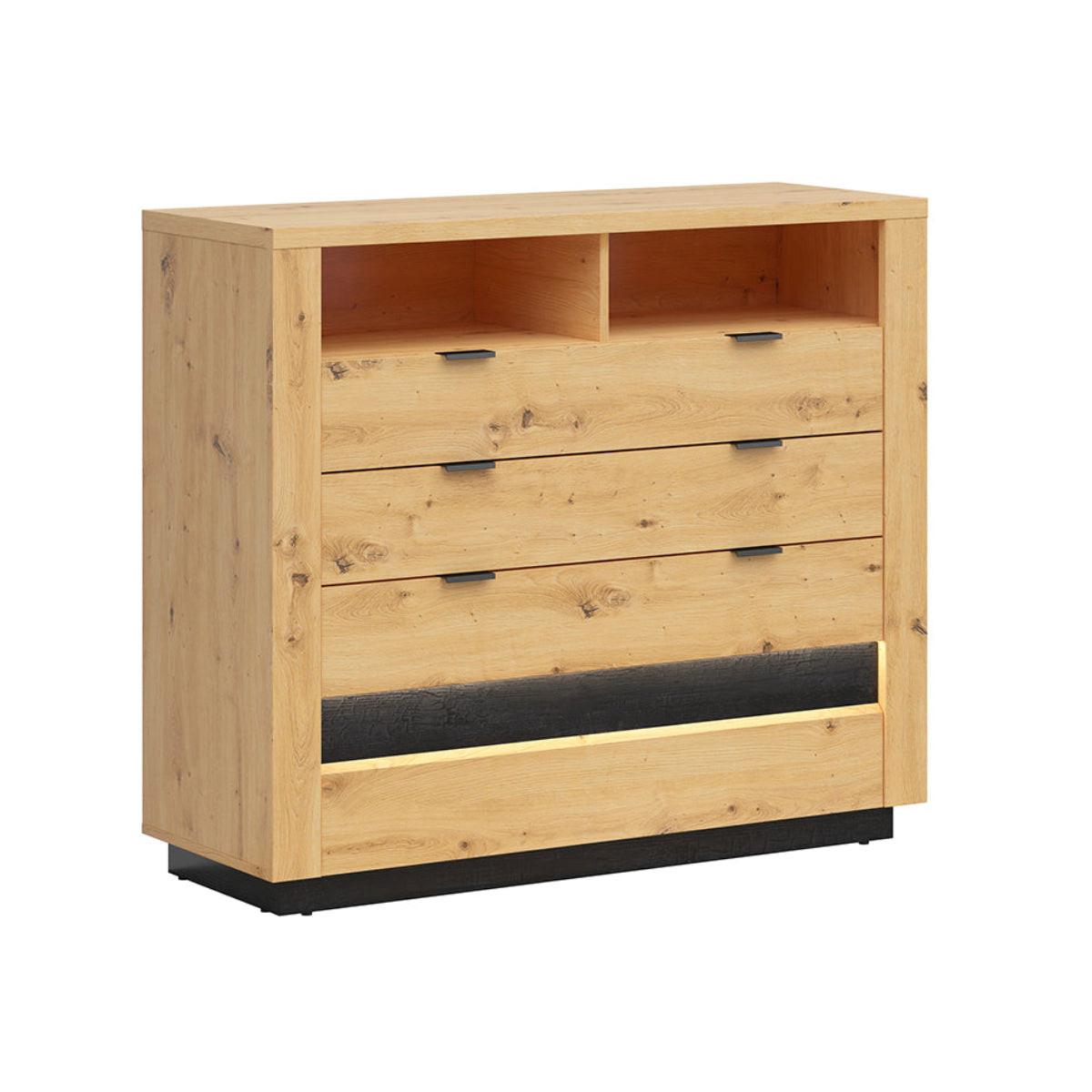 KOMMODE Glenn Holz und Schwarz - Schwarz, Holzwerkstoff (116/101/42cm) - Petits-meubles