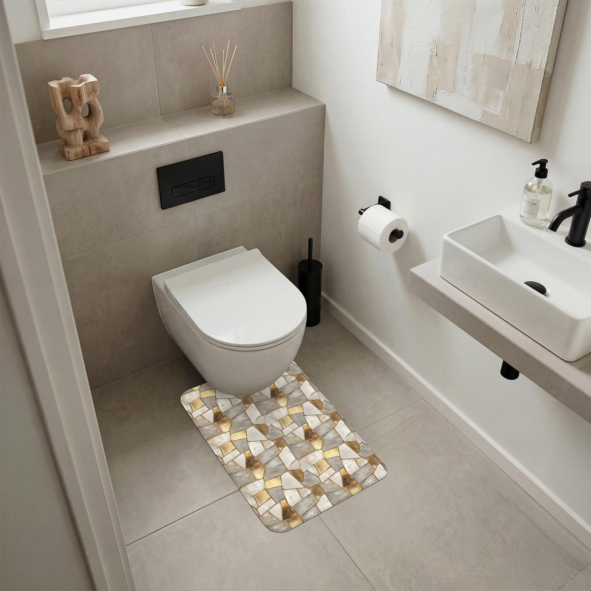 WC-VORLEGER Mosaik - Marmor - Gold WC Teppich 40x60 cm - Champagner, Textil (40/1cm) - OnlyWow
