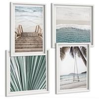 BILDER SET 4er Set - 50x50 cm & 40x60 cm Weißer Rahmen - Tropenurlaub - Weiß, Kunststoff (50/50cm) - TULUP