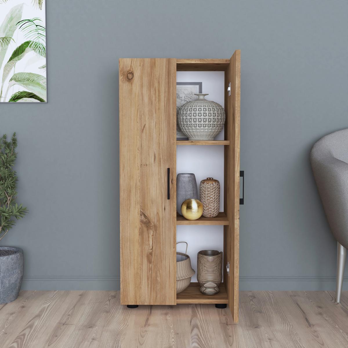 MEHRZWECKSCHRANK Åsnes - Eichefarben, Holzwerkstoff (49/108/32cm) - [en.casa]