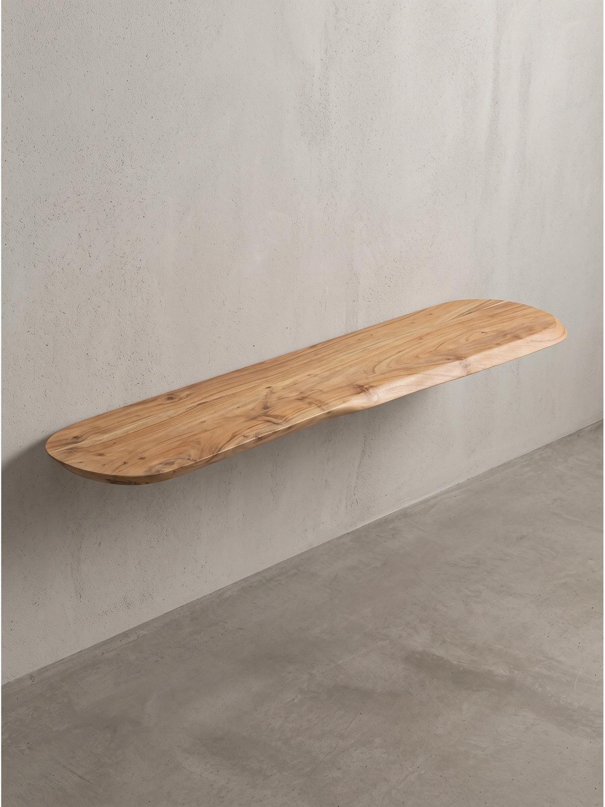 WANDREGAL ARANDA, Akazie Massivholz, handgefertigt, 120 x 20 x 3 cm - Akaziefarben, Holz (120/3/20cm) - KADIMA DESIGN