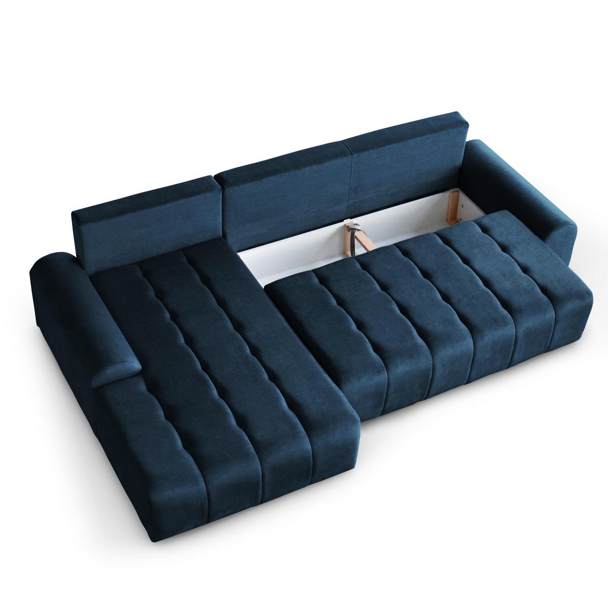 ECKSCHLAFSOFA Costa L Dunkelblau links - Schwarz/Dunkelblau, Kunststoff/Textil (290/169cm) - Beautysofa