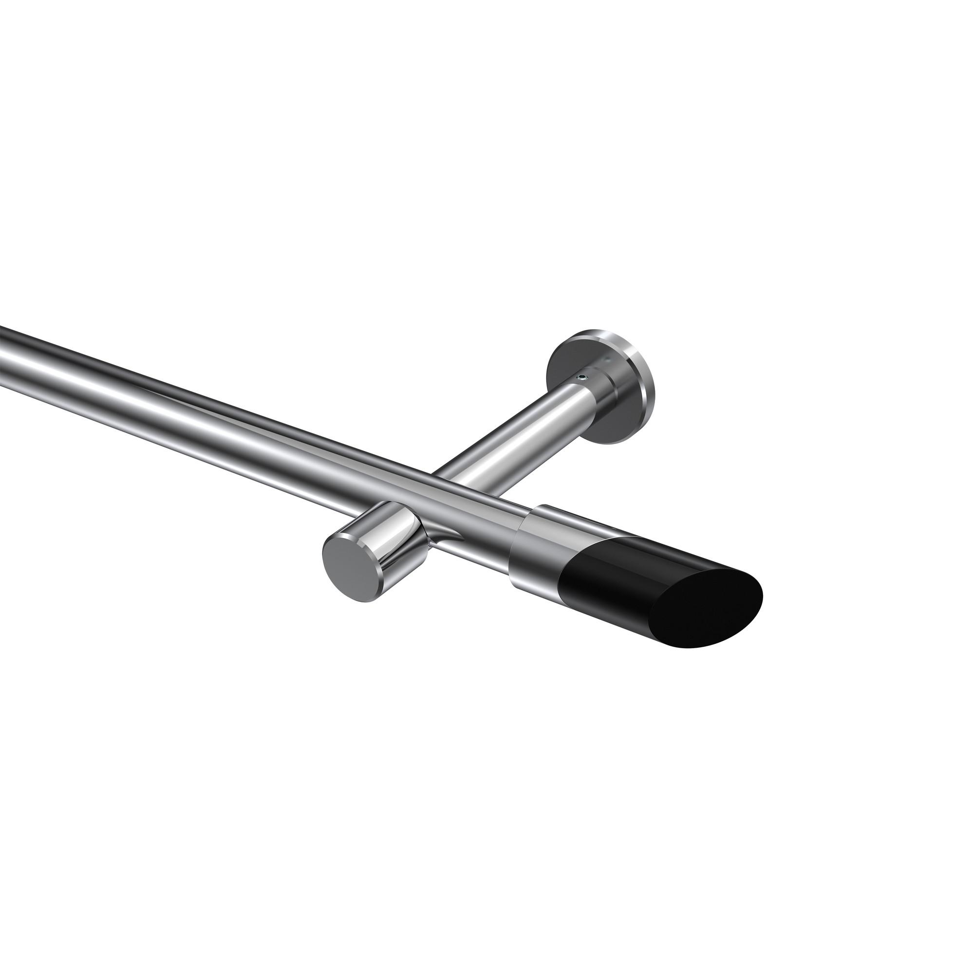 GARDINENSTANGE Prestige Verano 120 cm, 1-läufig (ohne Ringe), 20 mm Ø Chrom - Chromfarben/Schwarz, Metall (120cm) - INTERDECO