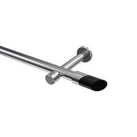 GARDINENSTANGE Prestige Verano 120 cm, 1-läufig (ohne Ringe), 20 mm Ø Chrom - Chromfarben/Schwarz, Metall (120cm) - INTERDECO