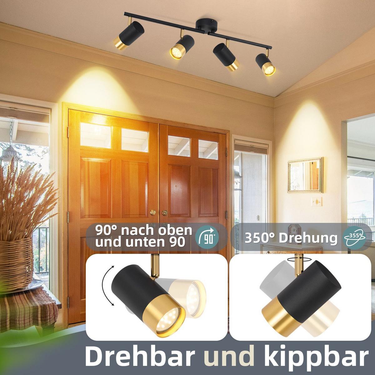 DECKENSTRAHLER Schwerin 4-flammig 67/8/17 cm - Schwarz, Metall (67/8/17cm) - Nettlife