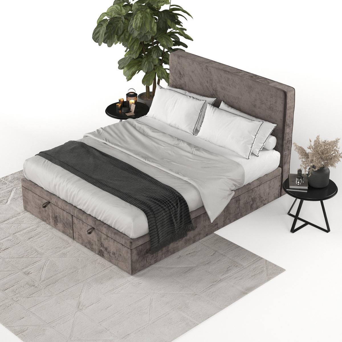 POLSTERBETT Hush mit Stauraum 200/200 cm Braun im Lotta Stoff - Schwarz/Braun, Holz/Holzwerkstoff (200/200cm) - AltaBeds
